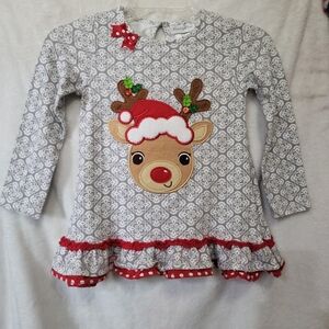 Emily Rose Girls Reindeer Holiday Girls Top Crystals Rudolph Size 7